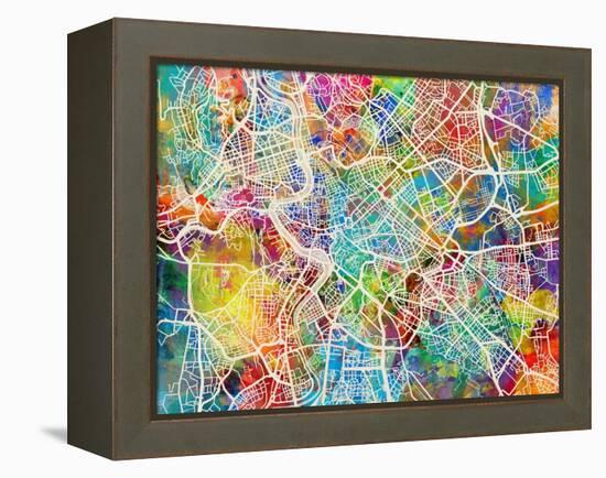 Rome Italy Street Map-Michael Tompsett-Framed Stretched Canvas