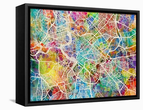 Rome Italy Street Map-Michael Tompsett-Framed Stretched Canvas