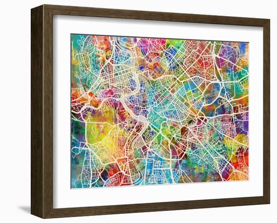 Rome Italy Street Map-Michael Tompsett-Framed Premium Giclee Print