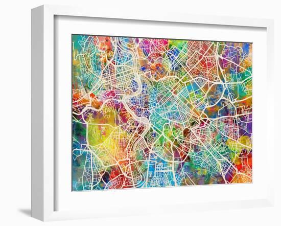 Rome Italy Street Map-Michael Tompsett-Framed Art Print