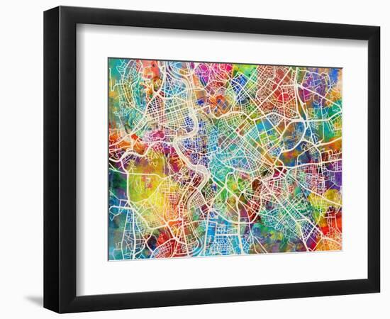 Rome Italy Street Map-Michael Tompsett-Framed Art Print