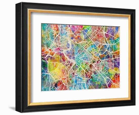 Rome Italy Street Map-Michael Tompsett-Framed Art Print