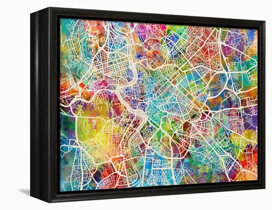 Rome Italy Street Map-Michael Tompsett-Framed Stretched Canvas