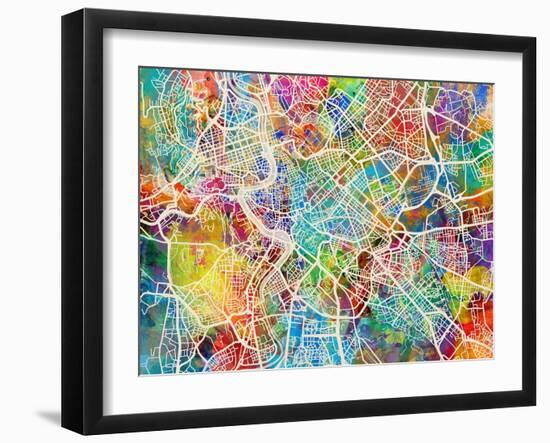 Rome Italy Street Map-Michael Tompsett-Framed Art Print