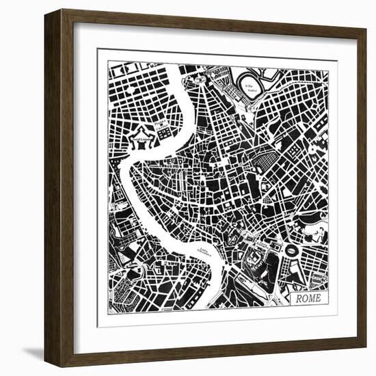 Rome Map Black-Laura Marshall-Framed Art Print