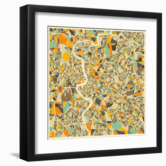 Rome Map-Jazzberry Blue-Framed Art Print