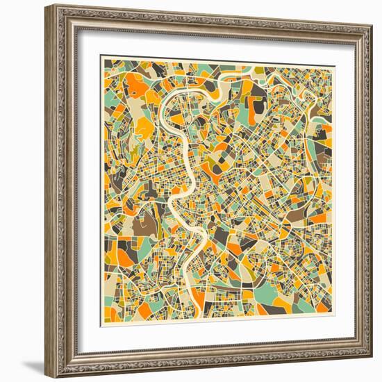 Rome Map-Jazzberry Blue-Framed Art Print