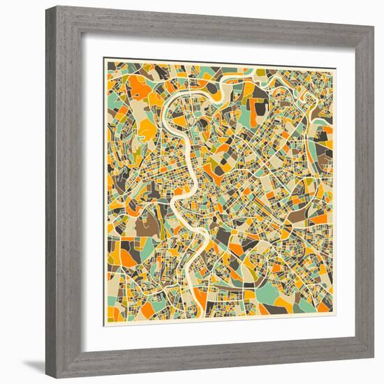 Rome Map-Jazzberry Blue-Framed Art Print