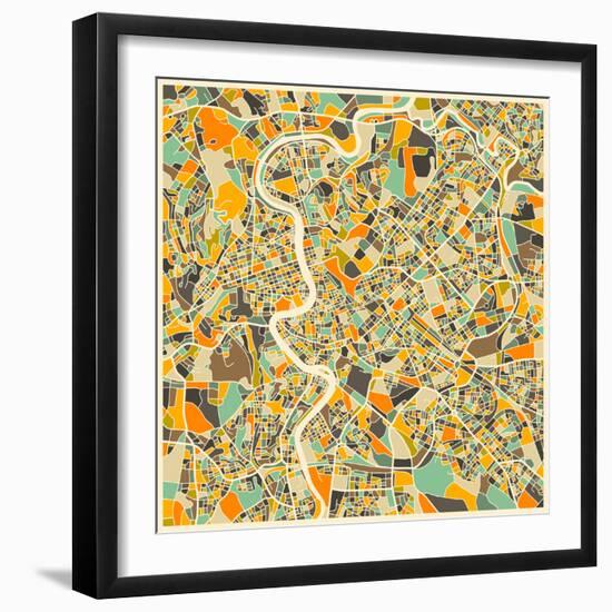 Rome Map-Jazzberry Blue-Framed Art Print