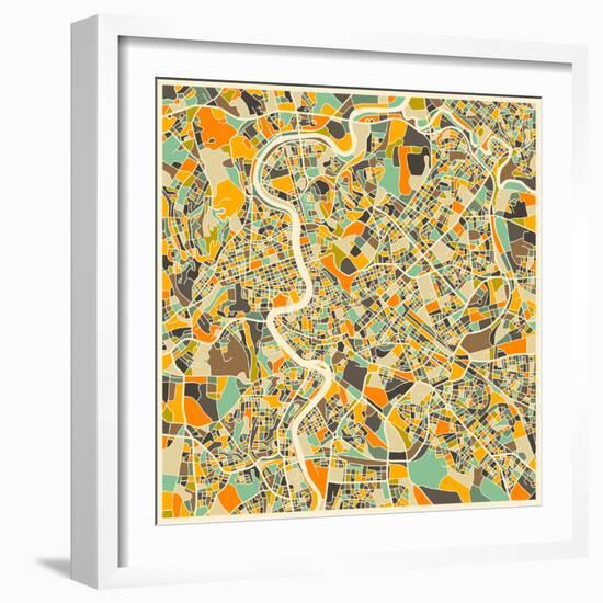 Rome Map-Jazzberry Blue-Framed Art Print