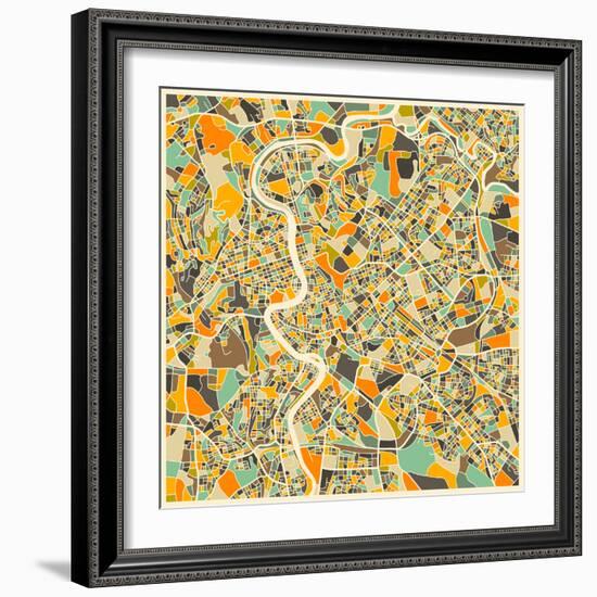 Rome Map-Jazzberry Blue-Framed Art Print