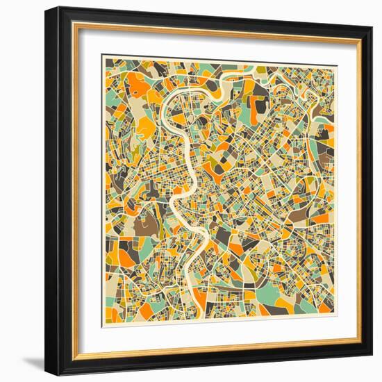 Rome Map-Jazzberry Blue-Framed Art Print