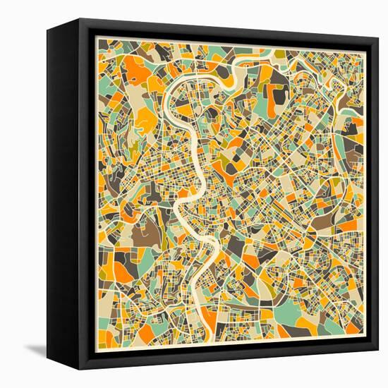 Rome Map-Jazzberry Blue-Framed Stretched Canvas
