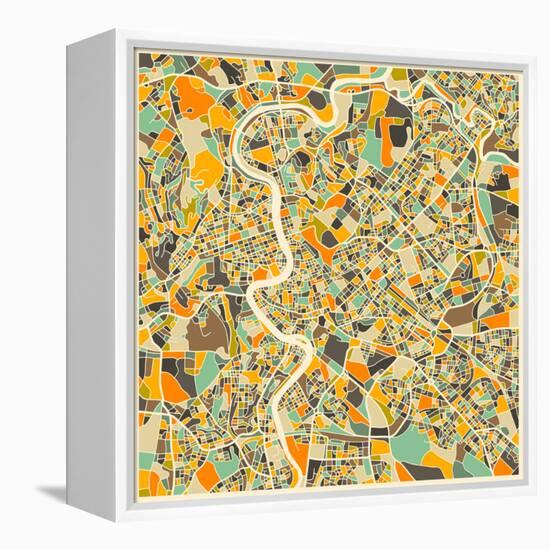 Rome Map-Jazzberry Blue-Framed Stretched Canvas