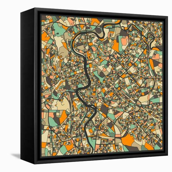 Rome Map-Jazzberry Blue-Framed Stretched Canvas