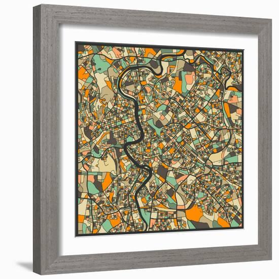 Rome Map-Jazzberry Blue-Framed Art Print