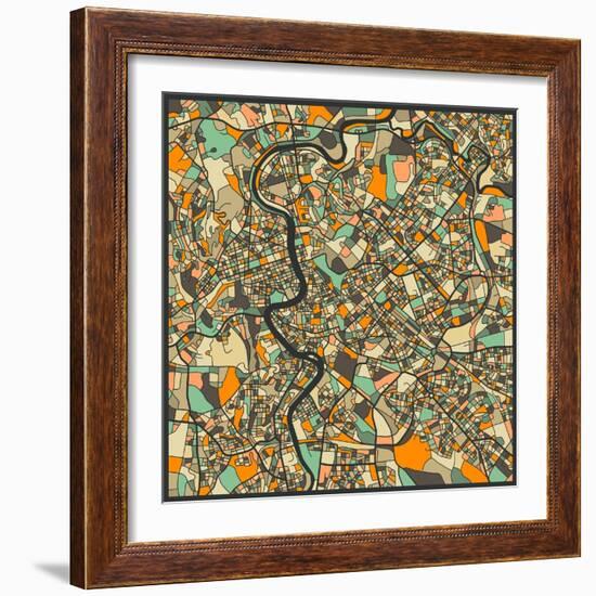 Rome Map-Jazzberry Blue-Framed Art Print