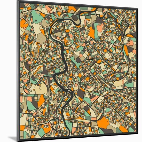 Rome Map-Jazzberry Blue-Mounted Art Print