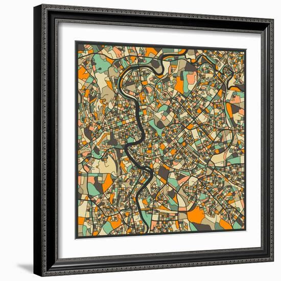 Rome Map-Jazzberry Blue-Framed Art Print