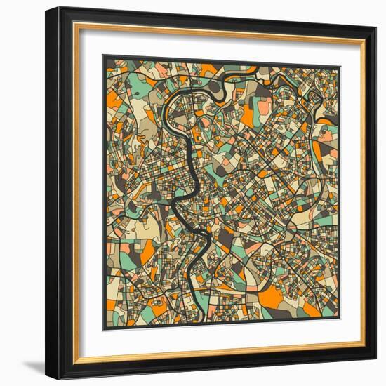 Rome Map-Jazzberry Blue-Framed Art Print