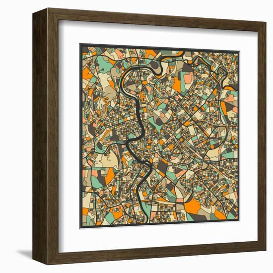 Rome Map-Jazzberry Blue-Framed Art Print