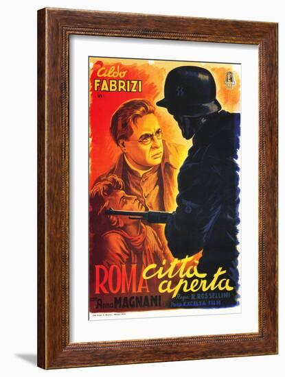 Rome, Open City, (AKA Open City, AKA Roma Citta Aperta), Italian Poster Art, 1946-null-Framed Premium Giclee Print