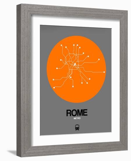 Rome Orange Subway Map-NaxArt-Framed Art Print