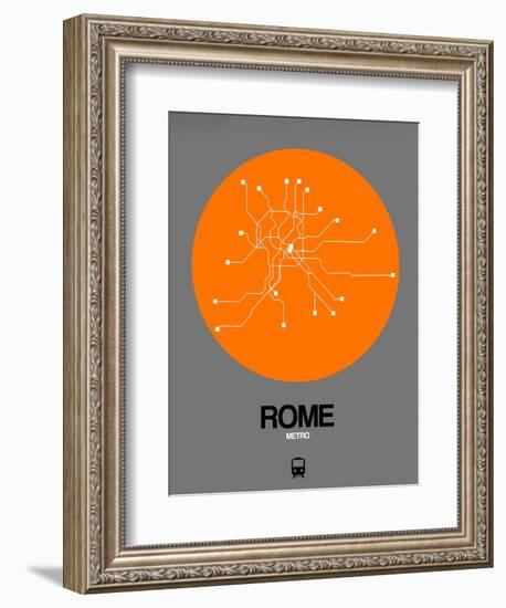 Rome Orange Subway Map-NaxArt-Framed Art Print