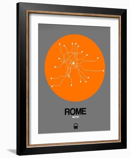 Rome Orange Subway Map-NaxArt-Framed Art Print