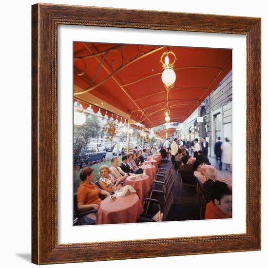 Rome's Cafe De Paris on Via Veneto, a Favorite After-Hours Sitting Spot for Natives and Tourists-Ralph Crane-Framed Photographic Print