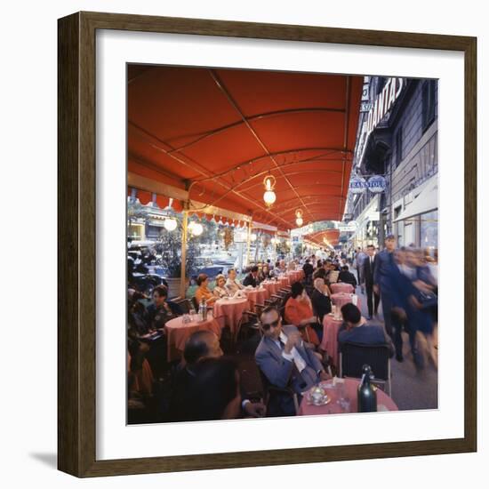 Rome's Cafe De Paris on Via Veneto, a Favorite After-Hours Sitting Spot for Natives and Tourists-Ralph Crane-Framed Photographic Print