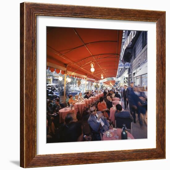 Rome's Cafe De Paris on Via Veneto, a Favorite After-Hours Sitting Spot for Natives and Tourists-Ralph Crane-Framed Photographic Print