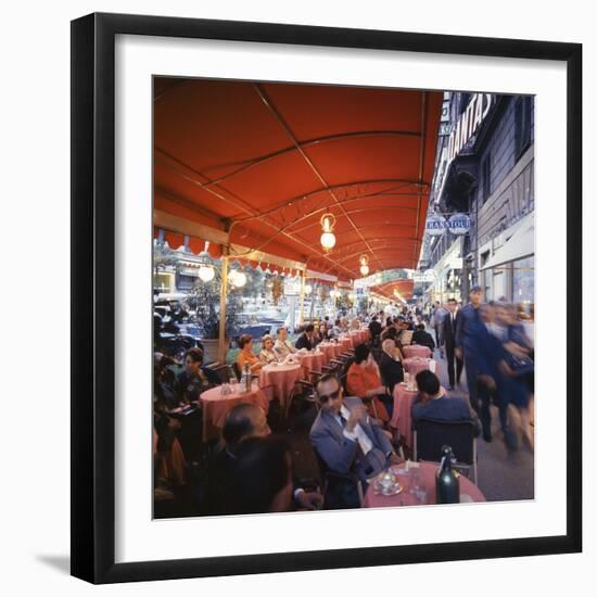 Rome's Cafe De Paris on Via Veneto, a Favorite After-Hours Sitting Spot for Natives and Tourists-Ralph Crane-Framed Photographic Print