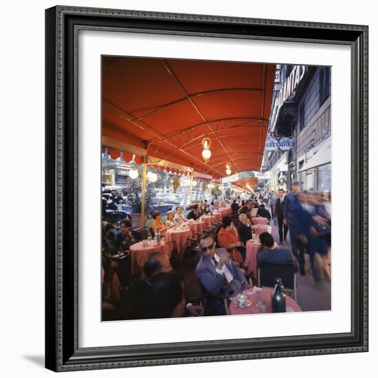 Rome's Cafe De Paris on Via Veneto, a Favorite After-Hours Sitting Spot for Natives and Tourists-Ralph Crane-Framed Photographic Print