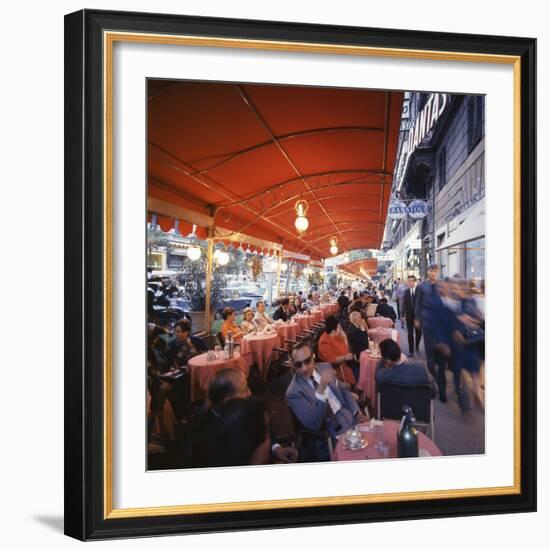 Rome's Cafe De Paris on Via Veneto, a Favorite After-Hours Sitting Spot for Natives and Tourists-Ralph Crane-Framed Photographic Print