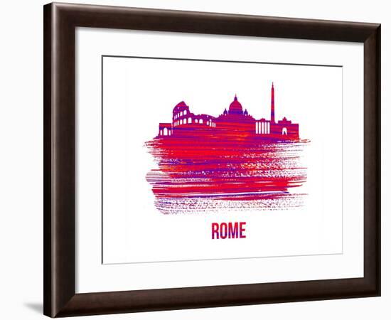 Rome Skyline Brush Stroke - Red-NaxArt-Framed Art Print