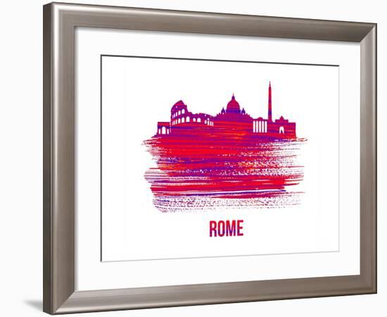 Rome Skyline Brush Stroke - Red-NaxArt-Framed Art Print