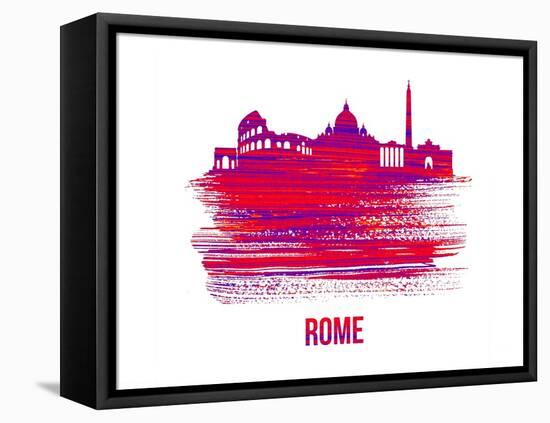 Rome Skyline Brush Stroke - Red-NaxArt-Framed Stretched Canvas