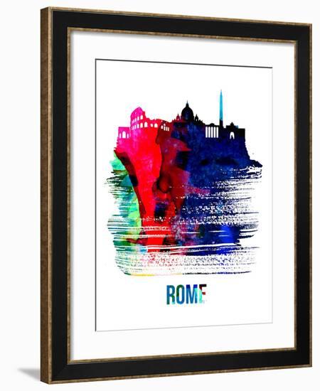 Rome Skyline Brush Stroke - Watercolor-NaxArt-Framed Art Print