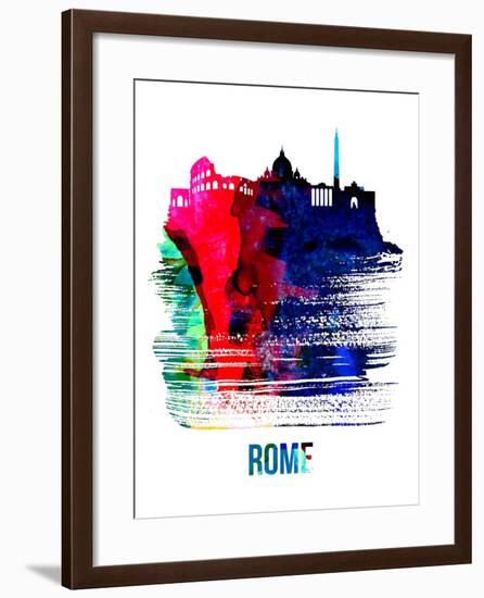 Rome Skyline Brush Stroke - Watercolor-NaxArt-Framed Art Print