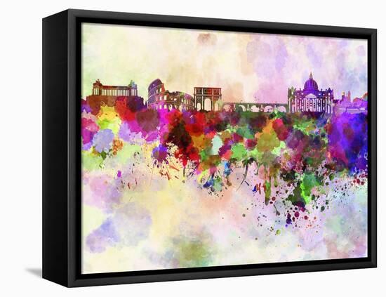 Rome Skyline in Watercolor Background-paulrommer-Framed Stretched Canvas