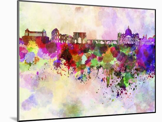 Rome Skyline in Watercolor Background-paulrommer-Mounted Art Print