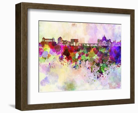 Rome Skyline in Watercolor Background-paulrommer-Framed Art Print
