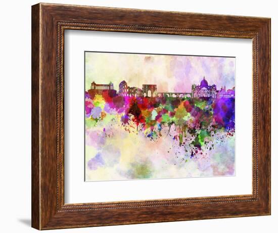 Rome Skyline in Watercolor Background-paulrommer-Framed Art Print