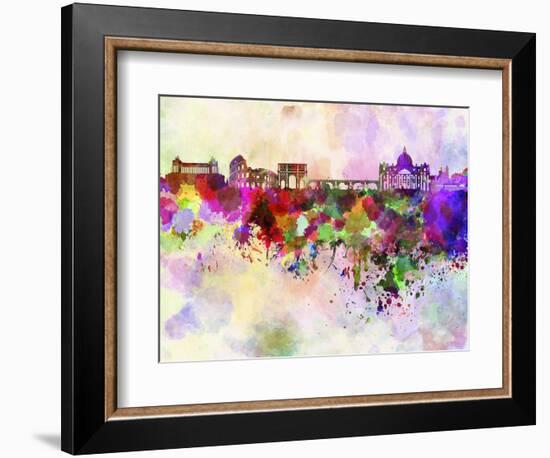 Rome Skyline in Watercolor Background-paulrommer-Framed Art Print