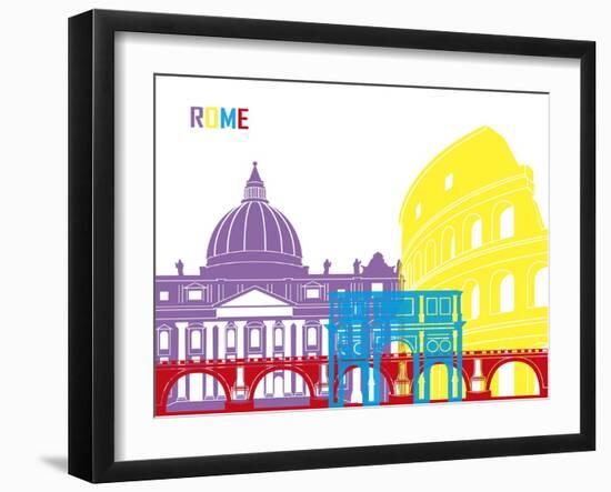 Rome Skyline Pop-paulrommer-Framed Art Print