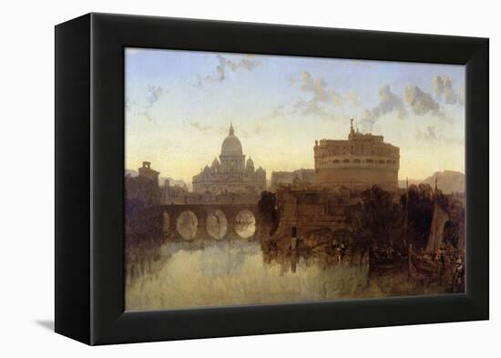 Rome, St Peter's and the Castel St. Angelo-David Roberts-Framed Premier Image Canvas