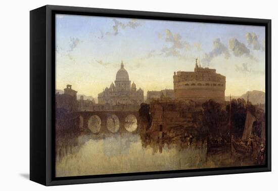 Rome, St Peter's and the Castel St. Angelo-David Roberts-Framed Premier Image Canvas