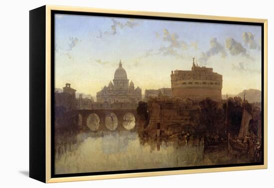 Rome, St Peter's and the Castel St. Angelo-David Roberts-Framed Premier Image Canvas