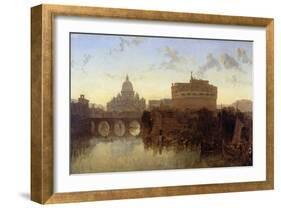 Rome, St Peter's and the Castel St. Angelo-David Roberts-Framed Giclee Print